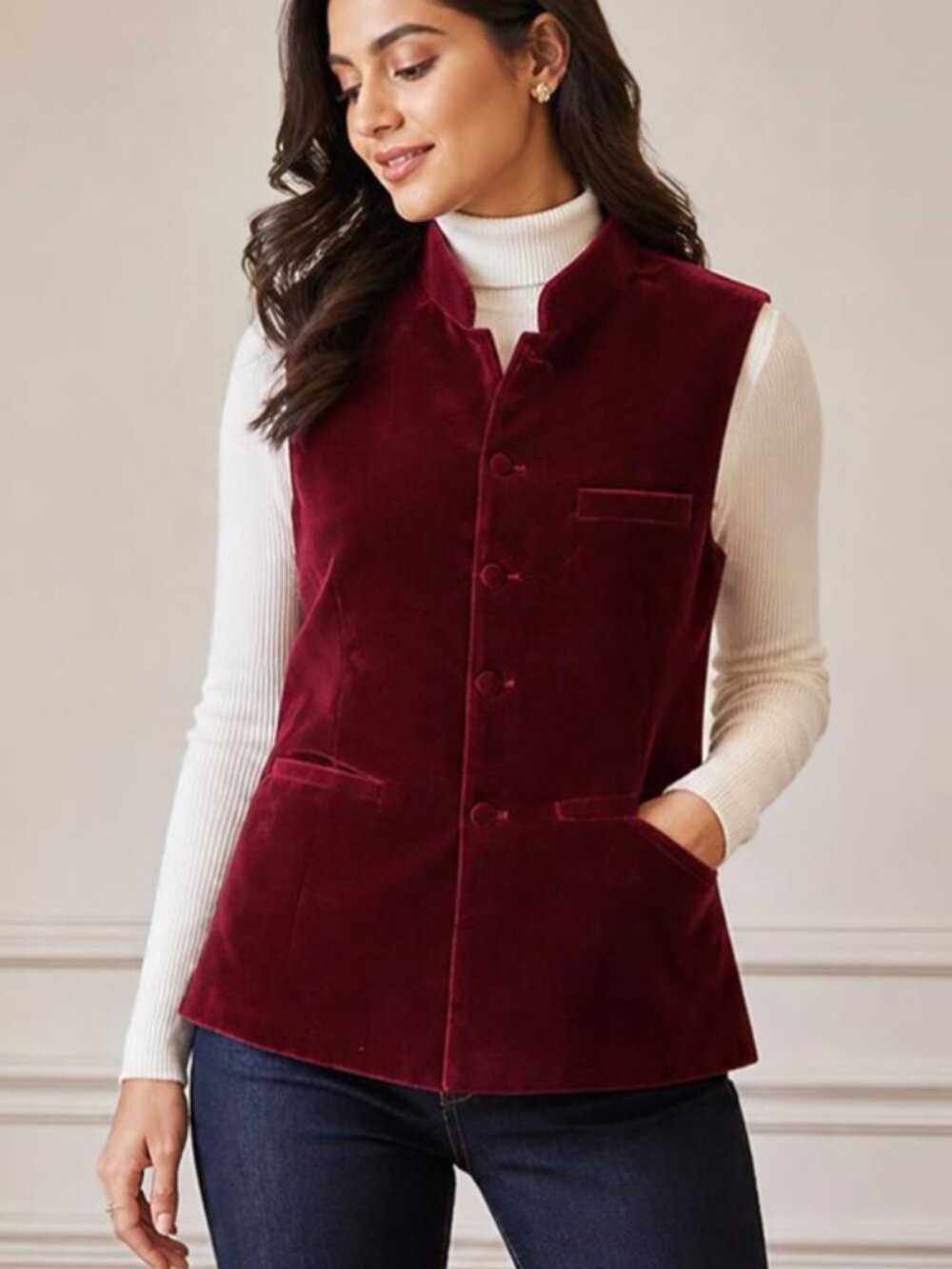 red velvet gilet vest waiscoat large 10